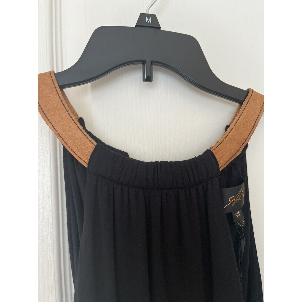 Akiko faux leather halter neck Elastic Waist dress NWT size xs - Picture 5 of 11